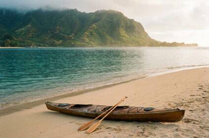 Tandem sea kayak rental on a calm Hawaii bay