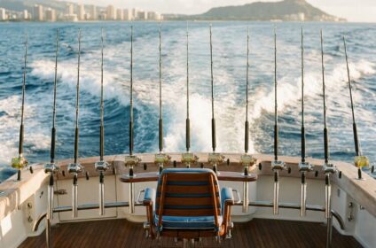 Sport fishing charter deck off Oahu